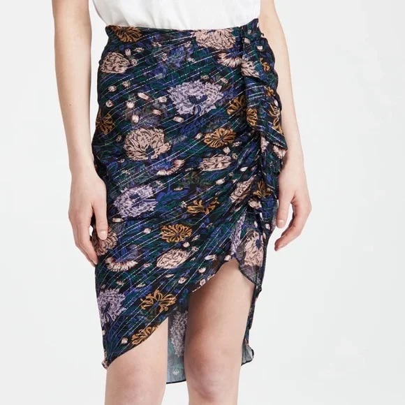 Veronica Beard Hazel Silk Skirt Black Multi